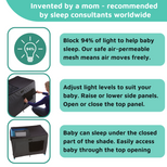 SnoozeShade for Pack n Plays & Mini Cribs | Blackout pack and play cover | Blocks 94% of light