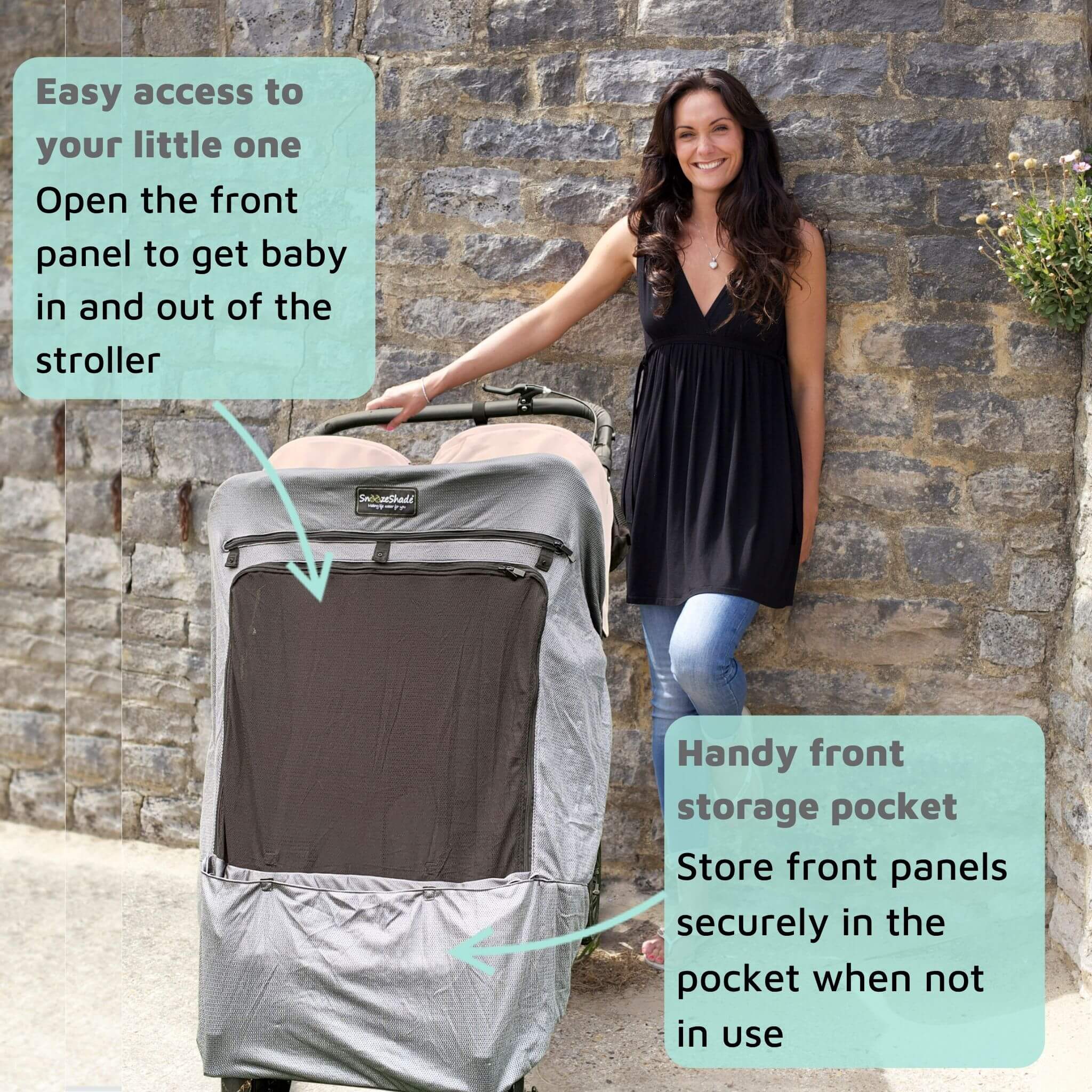 SnoozeShade Twin Deluxe Blackout Shade for Double Strollers SnoozeShadeUSA