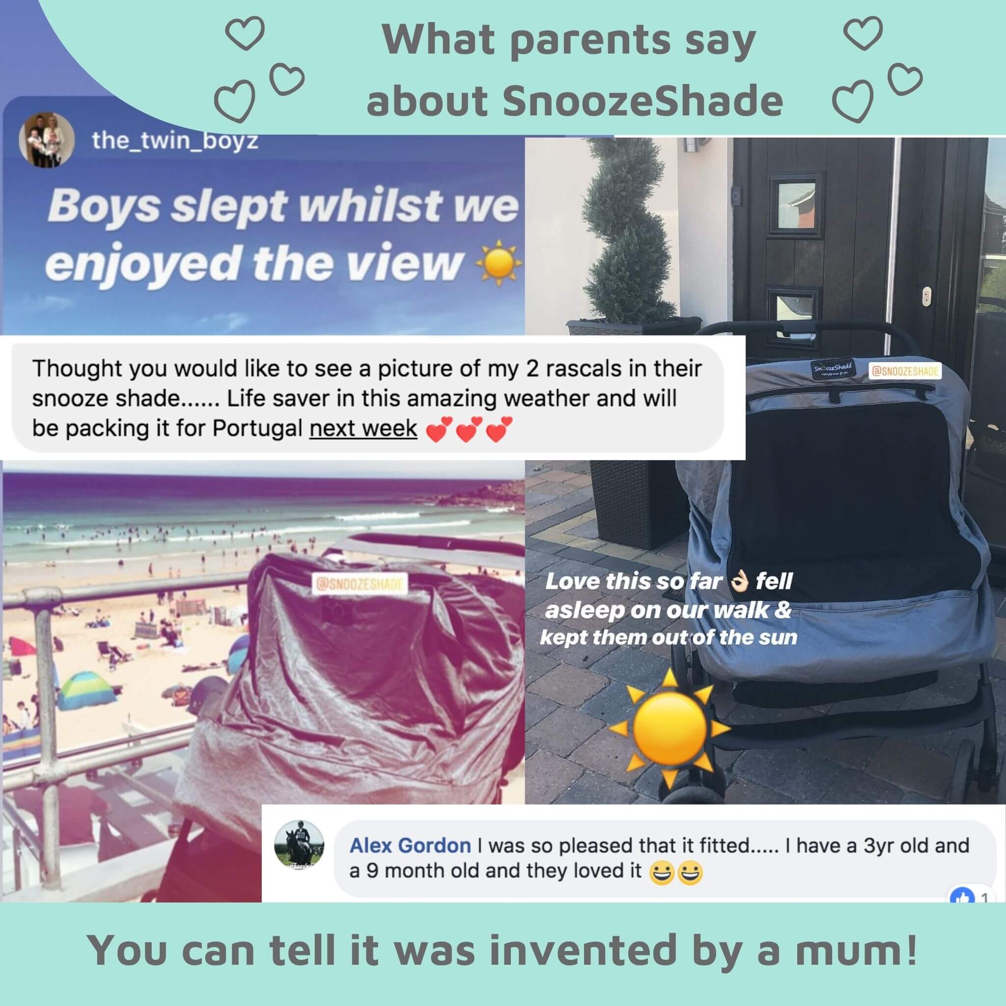 SnoozeShade Twin Deluxe Blackout Shade for Double Strollers SnoozeShadeUSA